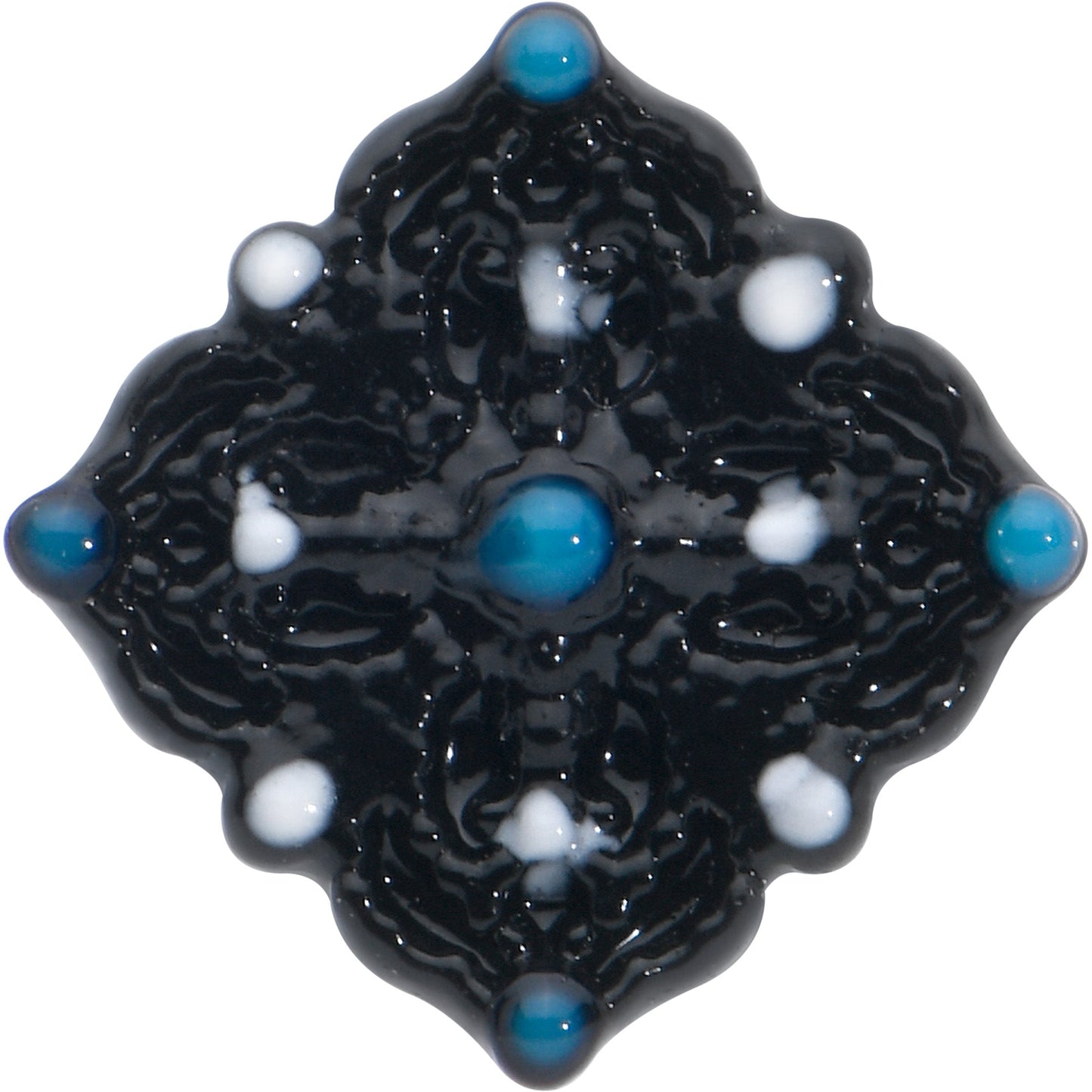 16G 5/16 Black Lacy Rhombus Blue Labret Monroe Tragus