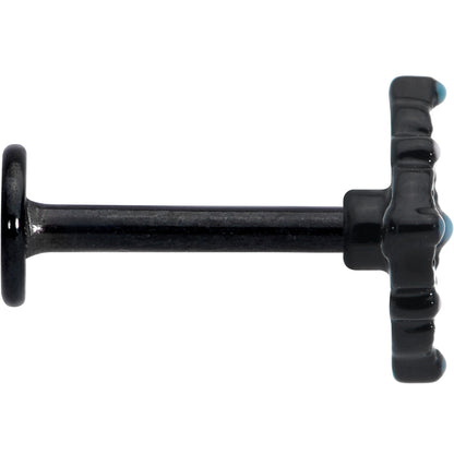 16G 5/16 Black Lacy Rhombus Blue Labret Monroe Tragus