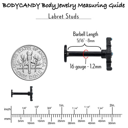 16G 5/16 Black Lacy Rhombus Blue Labret Monroe Tragus