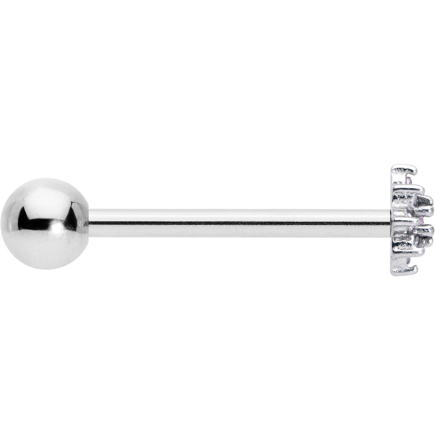 Pink Clear Gem Stylish Snowflake Barbell Tongue Ring