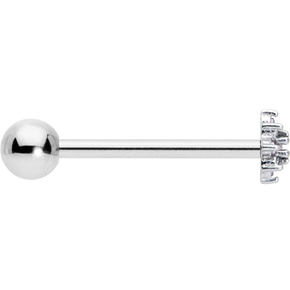 Pink Clear Gem Stylish Snowflake Barbell Tongue Ring