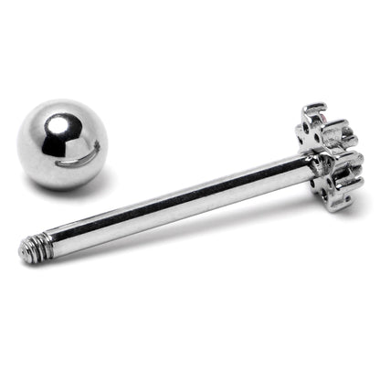 Pink Clear Gem Stylish Snowflake Barbell Tongue Ring