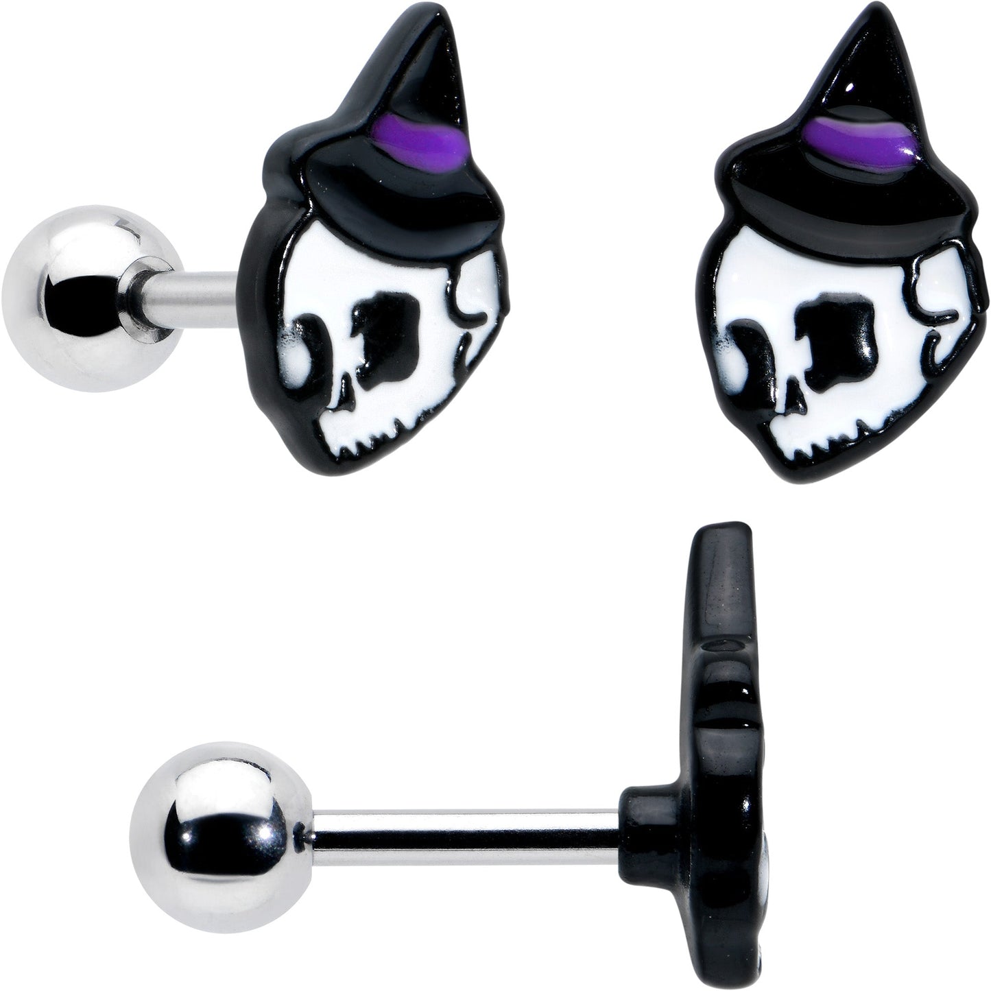 16G 1/4 Glow in Dark Skull Ghost Halloween Cartilage Set of 3