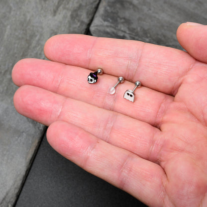16G 1/4 Glow in Dark Skull Ghost Halloween Cartilage Set of 3