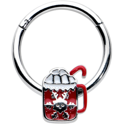 16G 3/8 Sweet Hot Cocoa Marshmallow Mug Hinged Segment Ring