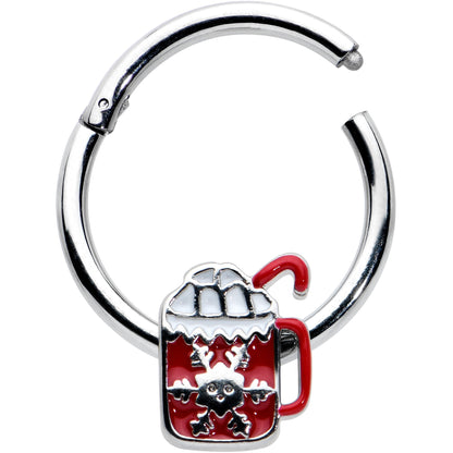 16G 3/8 Sweet Hot Cocoa Marshmallow Mug Hinged Segment Ring