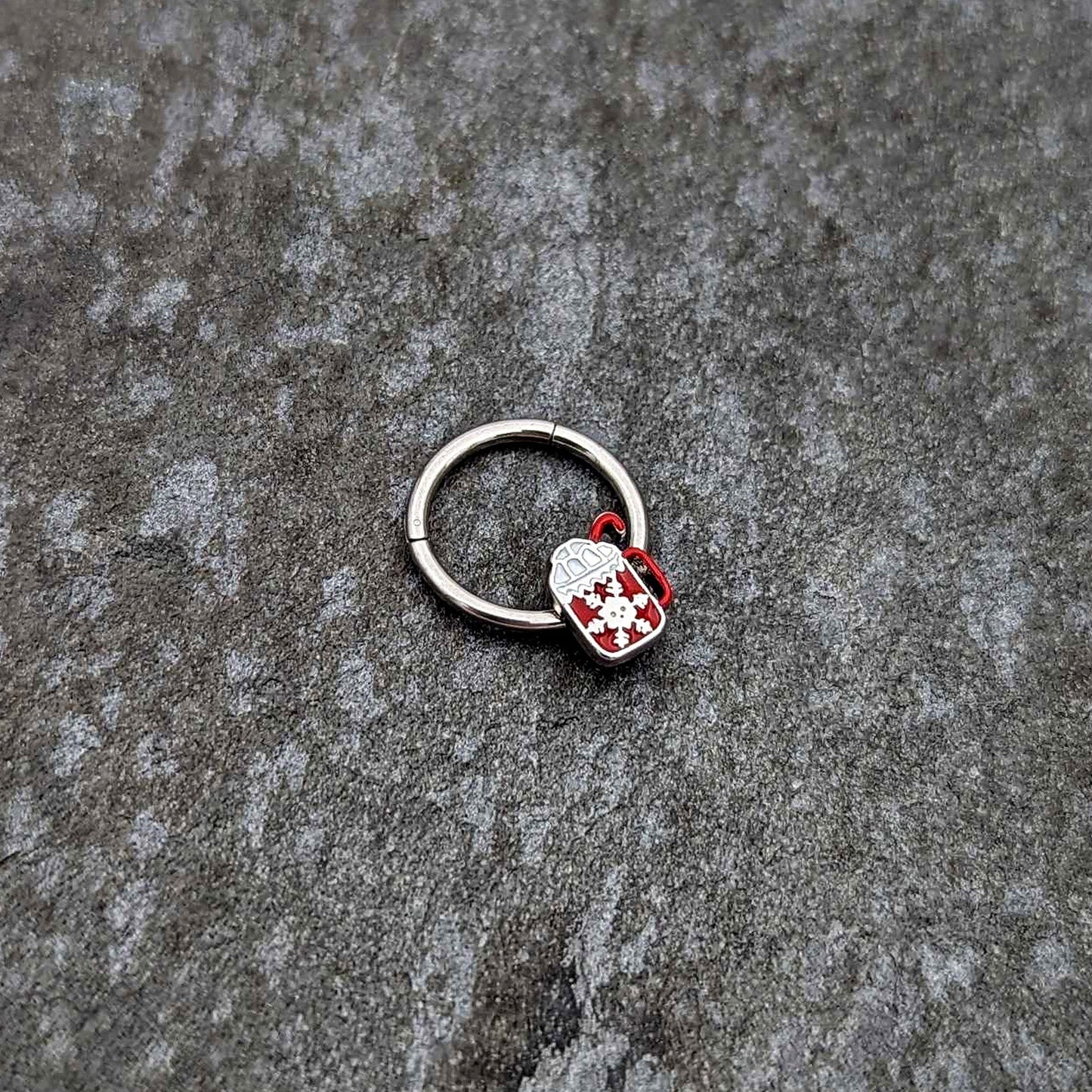 16G 3/8 Sweet Hot Cocoa Marshmallow Mug Hinged Segment Ring