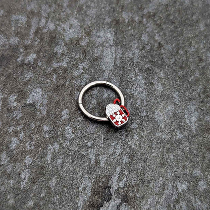 16G 3/8 Sweet Hot Cocoa Marshmallow Mug Hinged Segment Ring