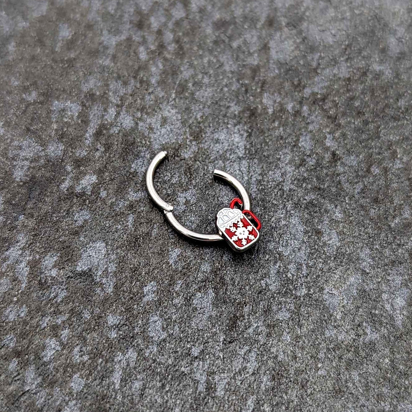 16G 3/8 Sweet Hot Cocoa Marshmallow Mug Hinged Segment Ring