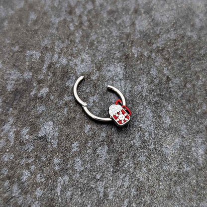 16G 3/8 Sweet Hot Cocoa Marshmallow Mug Hinged Segment Ring