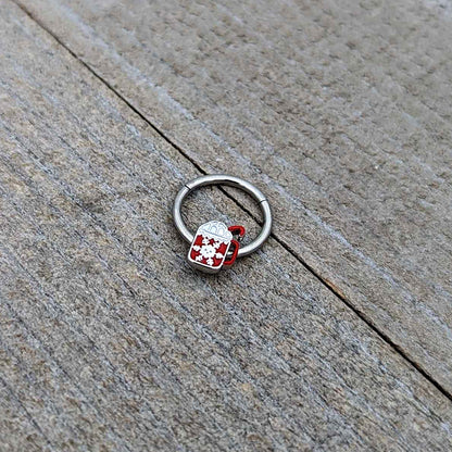 16G 3/8 Sweet Hot Cocoa Marshmallow Mug Hinged Segment Ring