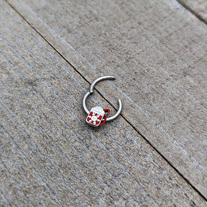 16G 3/8 Sweet Hot Cocoa Marshmallow Mug Hinged Segment Ring