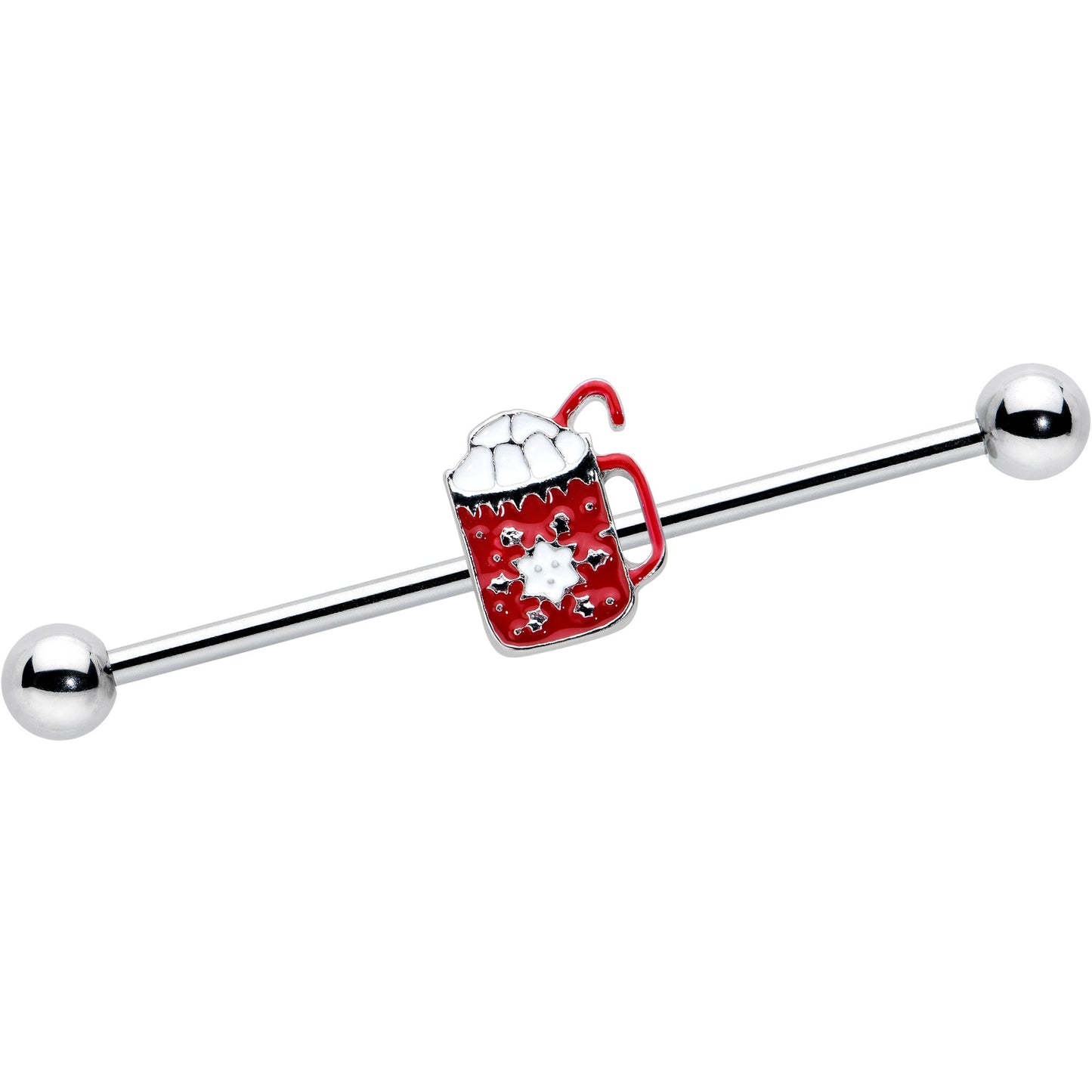 14G Sweet Hot Cocoa Marshmallow Holiday Industrial Barbell 38mm