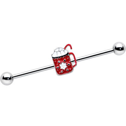 14G Sweet Hot Cocoa Marshmallow Holiday Industrial Barbell 38mm