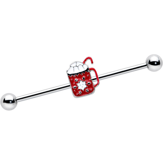 14G Sweet Hot Cocoa Marshmallow Holiday Industrial Barbell 38mm