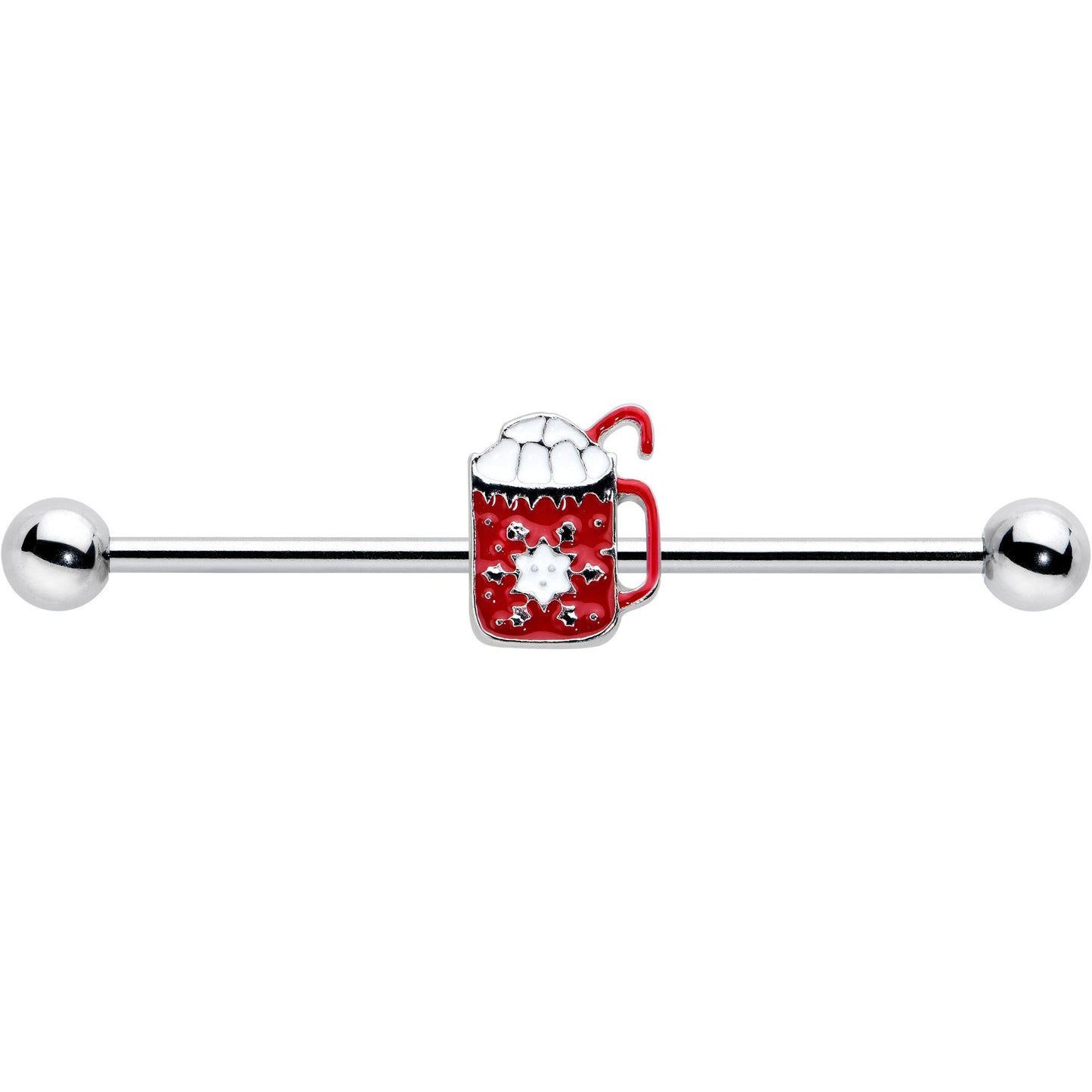 14G Sweet Hot Cocoa Marshmallow Holiday Industrial Barbell 38mm