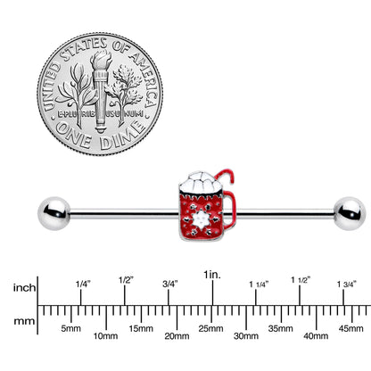 14G Sweet Hot Cocoa Marshmallow Holiday Industrial Barbell 38mm