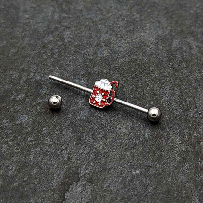 14G Sweet Hot Cocoa Marshmallow Holiday Industrial Barbell 38mm