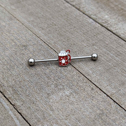 14G Sweet Hot Cocoa Marshmallow Holiday Industrial Barbell 38mm