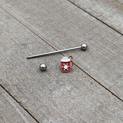 14G Sweet Hot Cocoa Marshmallow Holiday Industrial Barbell 38mm