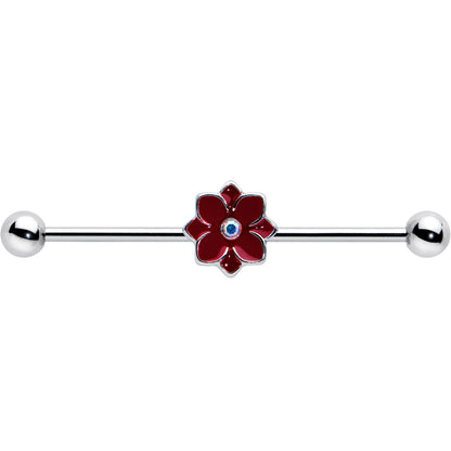 14G Aurora Gem Poinsettia Flower Festive Industrial Barbell 38mm
