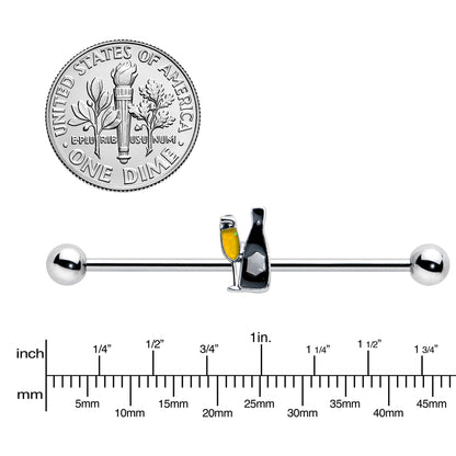 14G Champagne Bottle Flute Yellow Industrial Barbell 38mm