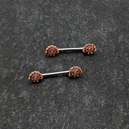 14G 9/16 Cute Colorful Turkeys Barbell Nipple Ring Set