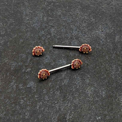 14G 9/16 Cute Colorful Turkeys Barbell Nipple Ring Set