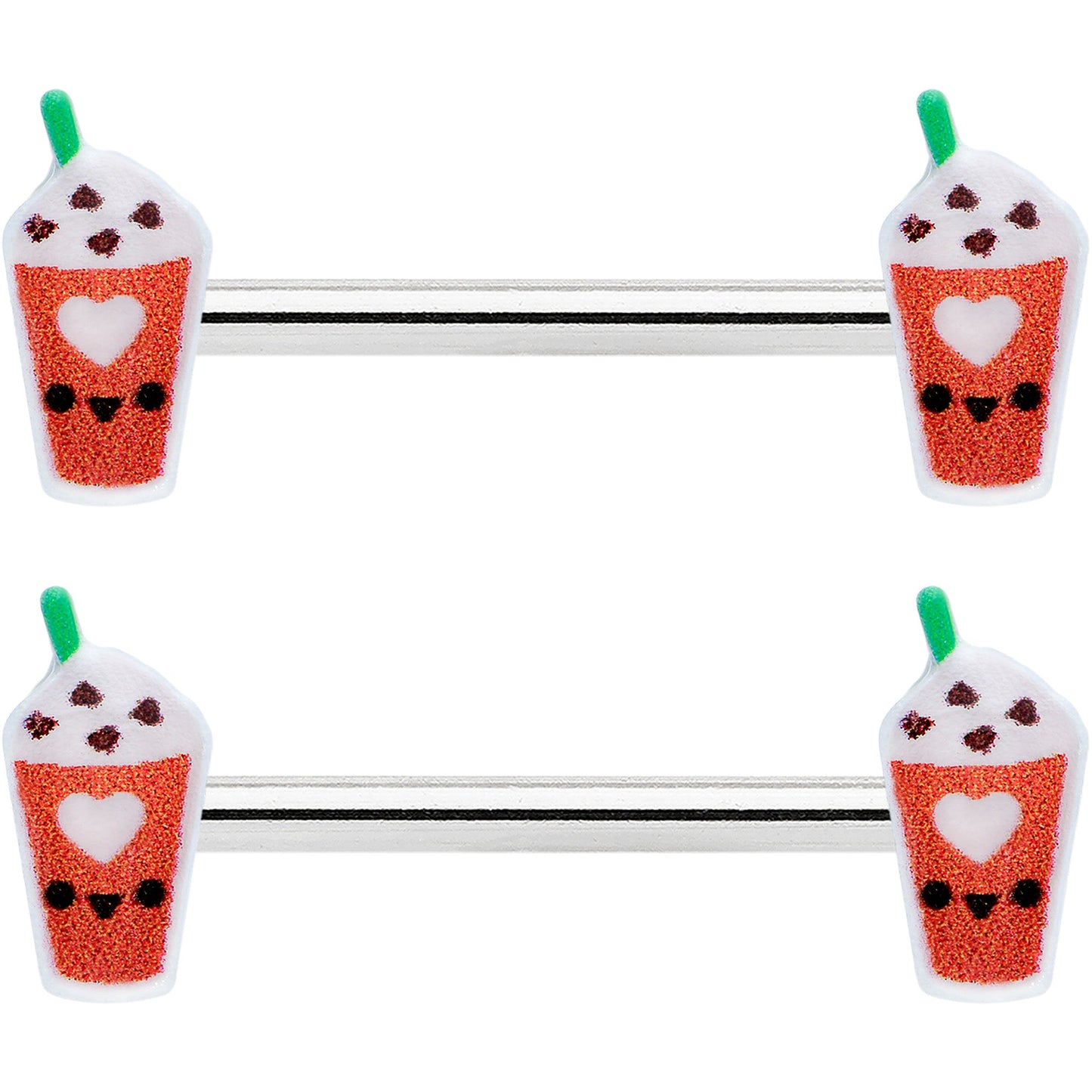 14G 9/16 Sweet Pumpkin Frappe Autumn Barbell Nipple Ring Set