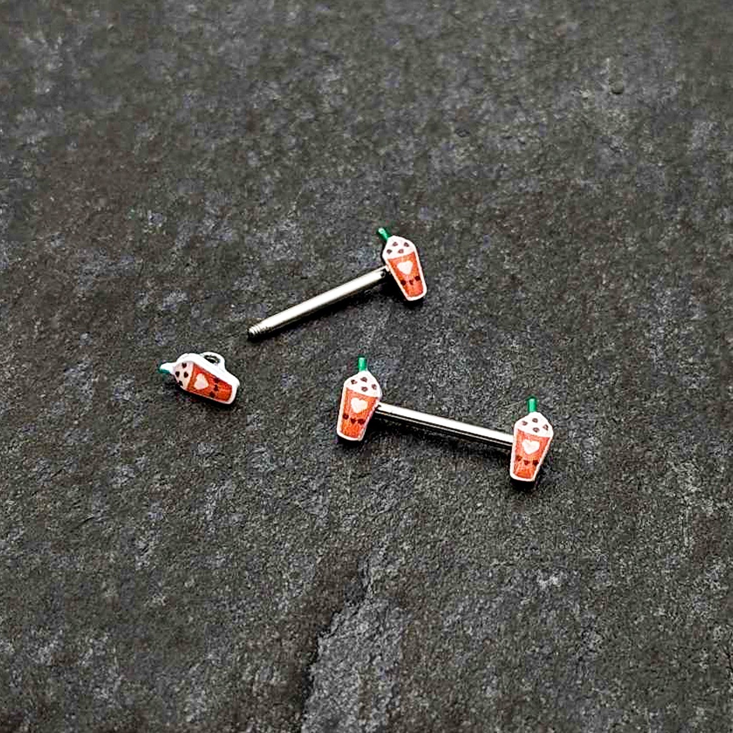 14G 9/16 Sweet Pumpkin Frappe Autumn Barbell Nipple Ring Set