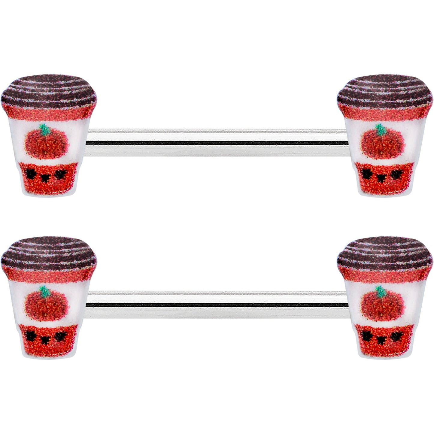 14G 9/16 Sweet Pumpkin Latte Autumn Barbell Nipple Ring Set