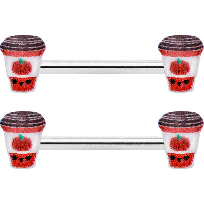 14G 9/16 Sweet Pumpkin Latte Autumn Barbell Nipple Ring Set