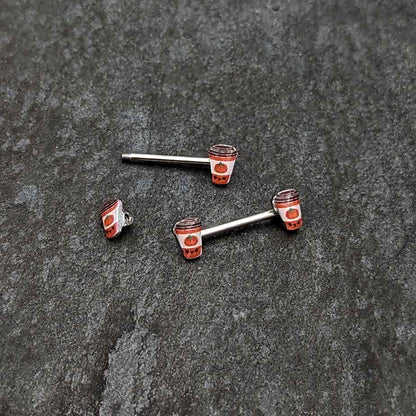 14G 9/16 Sweet Pumpkin Latte Autumn Barbell Nipple Ring Set