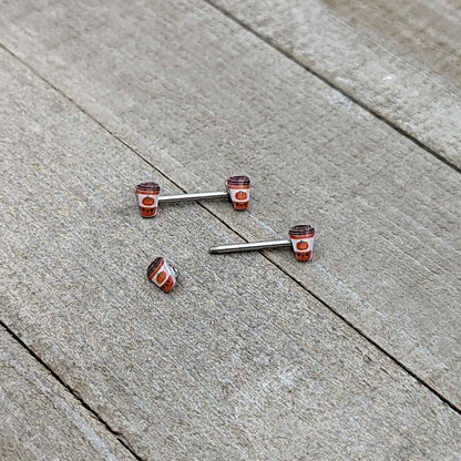 14G 9/16 Sweet Pumpkin Latte Autumn Barbell Nipple Ring Set