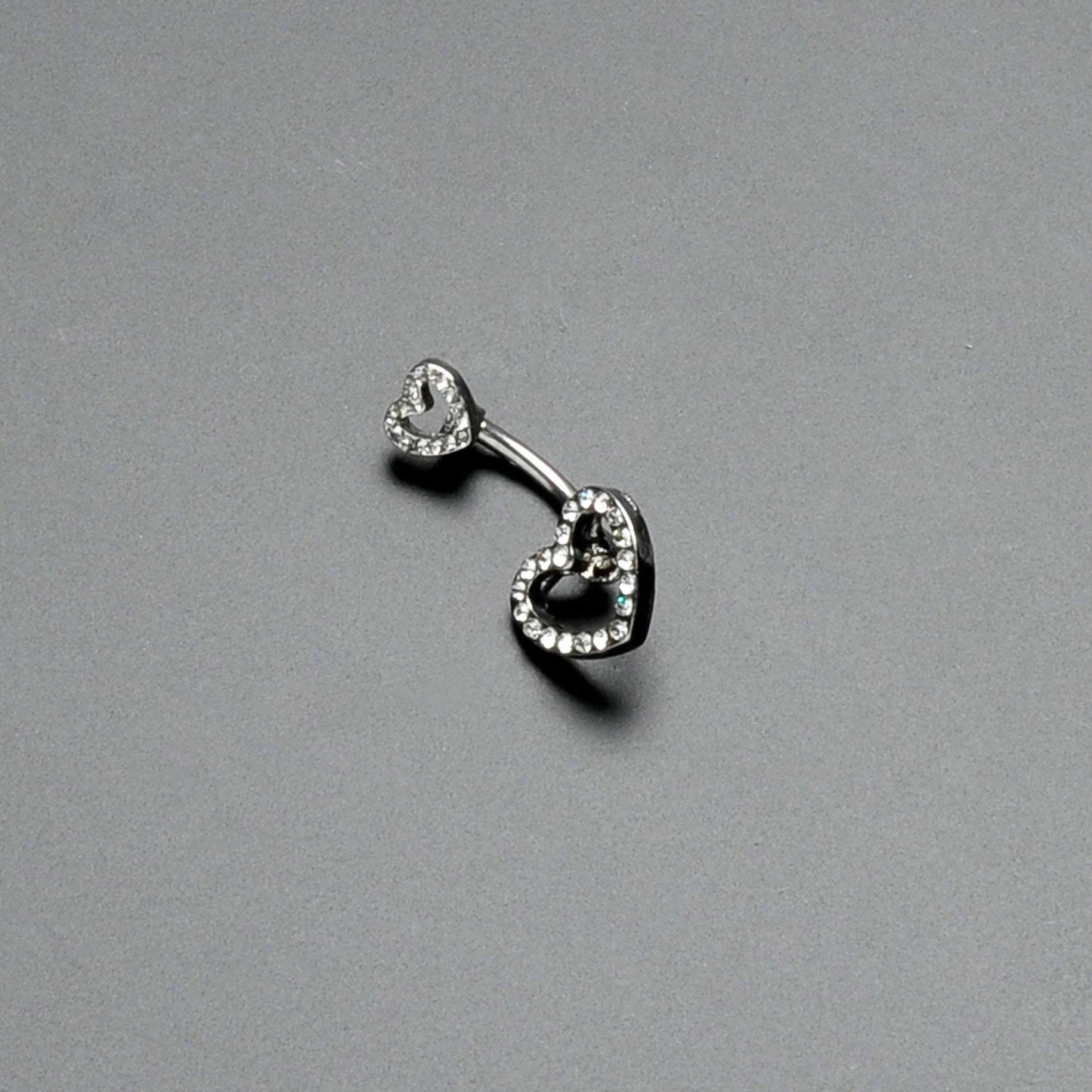 Clear Gem Open Heart Valentine Double Mount Belly Ring