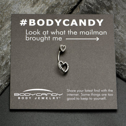 Clear Gem Open Heart Valentine Double Mount Belly Ring