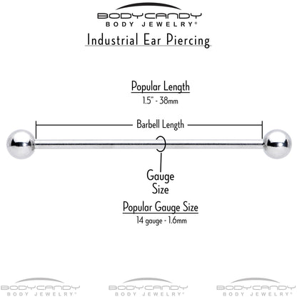 14G Cheery Inlay Sunflowers Industrial Barbell 38mm