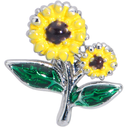 16G 1/4 Cheery Inlay Sunflowers Labret