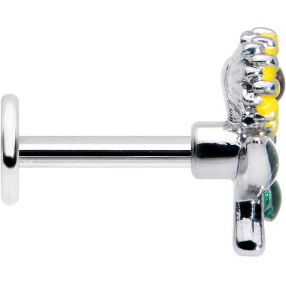 16G 1/4 Cheery Inlay Sunflowers Labret