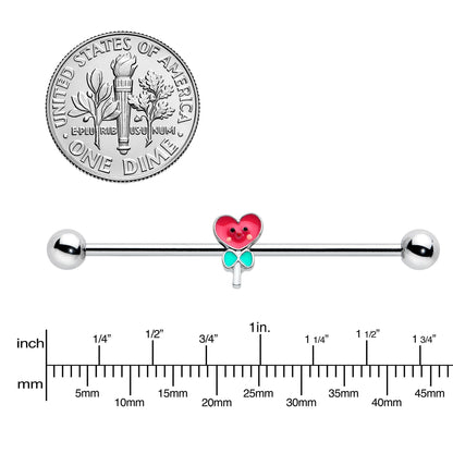 14G Sweet Happy Heart Lollipop Industrial Barbell 38mm