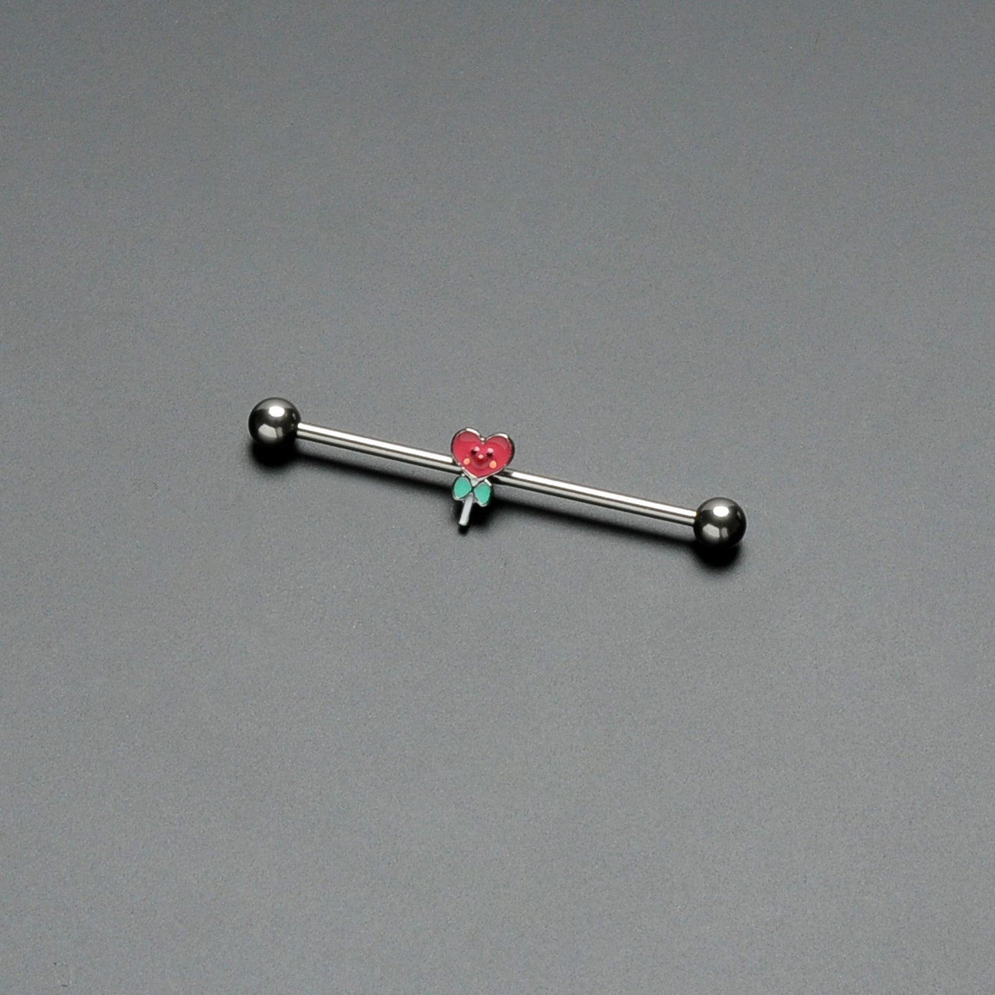 14G Sweet Happy Heart Lollipop Industrial Barbell 38mm
