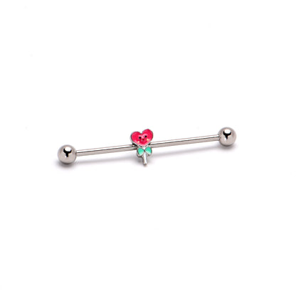 14G Sweet Happy Heart Lollipop Industrial Barbell 38mm