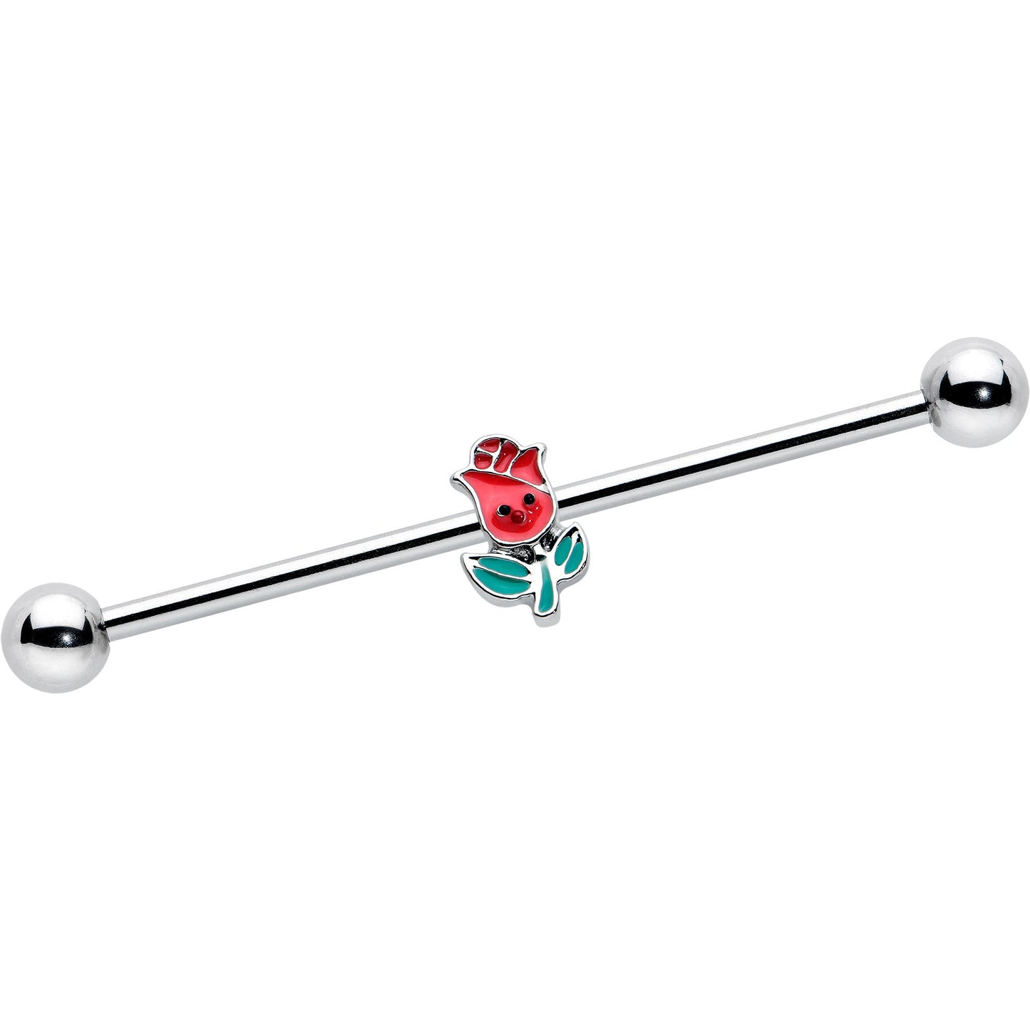 14G Sweet Happy Rose Flower Industrial Barbell 38mm