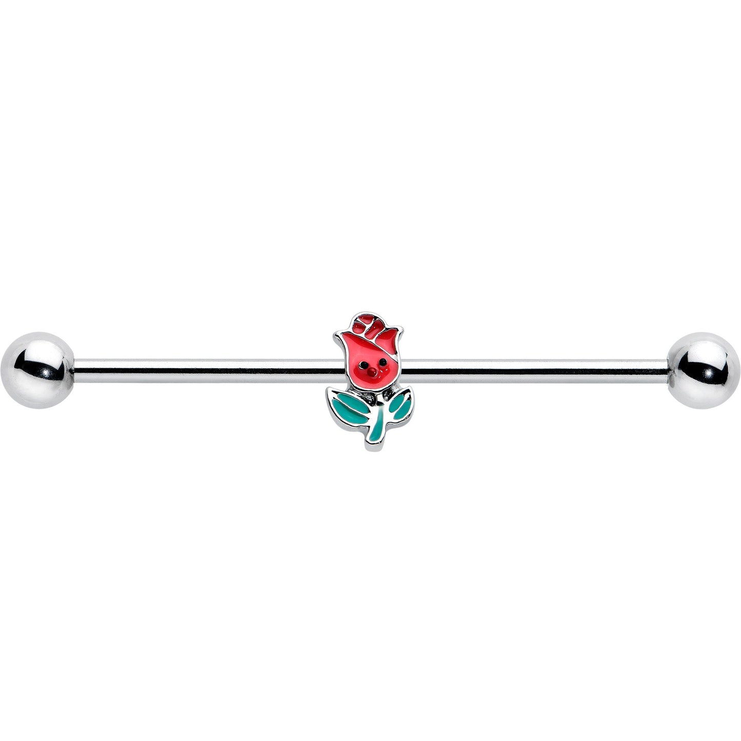 14G Sweet Happy Rose Flower Industrial Barbell 38mm
