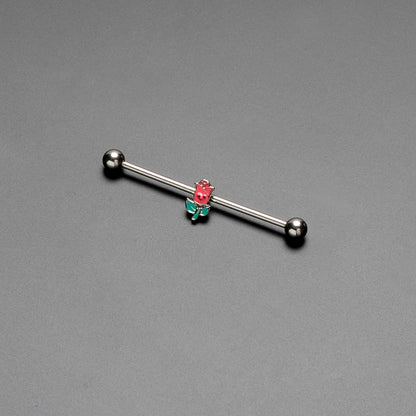 14G Sweet Happy Rose Flower Industrial Barbell 38mm