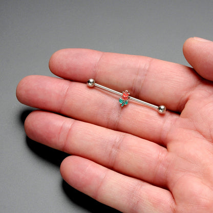 14G Sweet Happy Rose Flower Industrial Barbell 38mm
