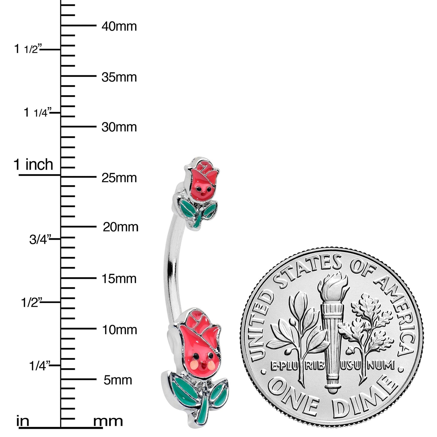 Sweet Happy Rose Flower Double Mount Belly Ring