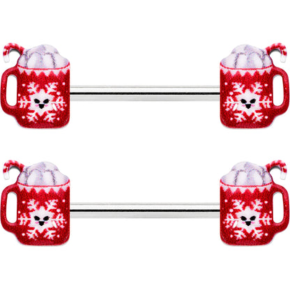 14G 9/16 Sweet Hot Cocoa Holiday Barbell Holiday Nipple Ring Set