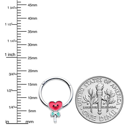 16G 3/8 Sweet Happy Heart Lollipop Hinged Segment Ring
