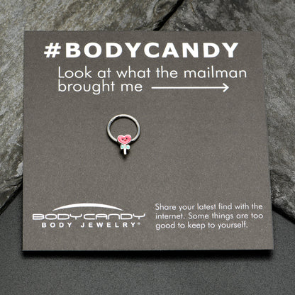 16G 3/8 Sweet Happy Heart Lollipop Hinged Segment Ring